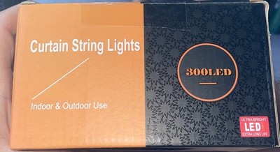 Twinkle Star 300 LED Window Curtain String Light Warm White Sealed Box 6.6x9.8