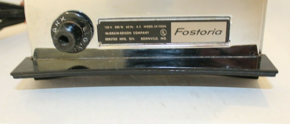 MCM Vintage Fostoria Toaster Chrome Working Condition 2 Slice Bread Art Deco