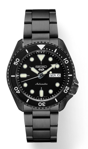 Pre-owned Seiko 5 Sports Automatic 42.5mm Black Dial Stainless Steel Watch Srpd65