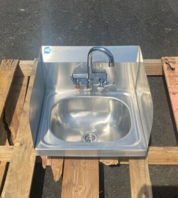 NEW 15'' Stainless Steel Hand Splash Guard Sink w/ Faucet Kitchen Bar NSF