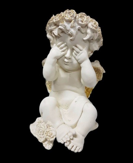 Statua Ornamentale Decorativa Angelo Cherubino Non Vedo In Resina Decoro dfh