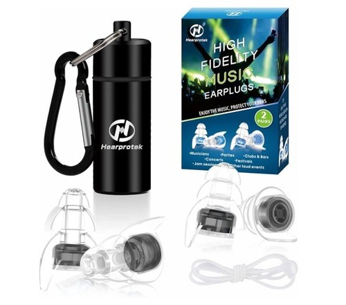 Hearprotek Concert Ear Plugs 2Pairs Reusable High Fidelity Musician Ear Plugs f
