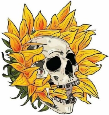 Skull and Sunflower Sticker