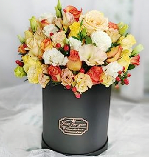 BBJ WRAPS Luxury Cardboard Cylinder Flower Packaging Box Florist Round Gift
