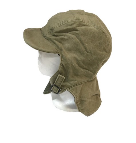 WWII Navy USN Cold Weather Deck Cap Hat - OD Green - Size: 7