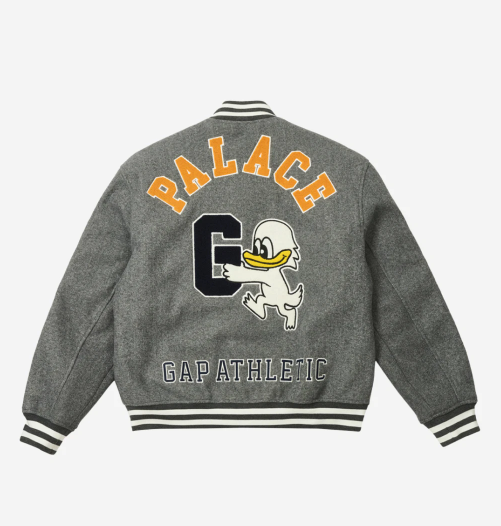 Pre-owned Palace X Gap Varsity Jacket Grey - 24ss In Gray