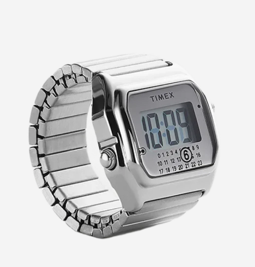 Pre-owned Timex X Mm6 Maison Margiela Ring Digital Watch Stainless Steel, 100% Authentic