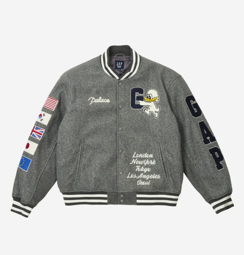 Pre-owned Palace X Gap Varsity Jacket Grey - 24ss In Gray