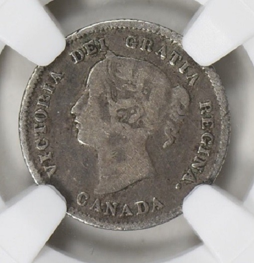 1875 H Canada Silver 5 Cents Small Date NGC F-12