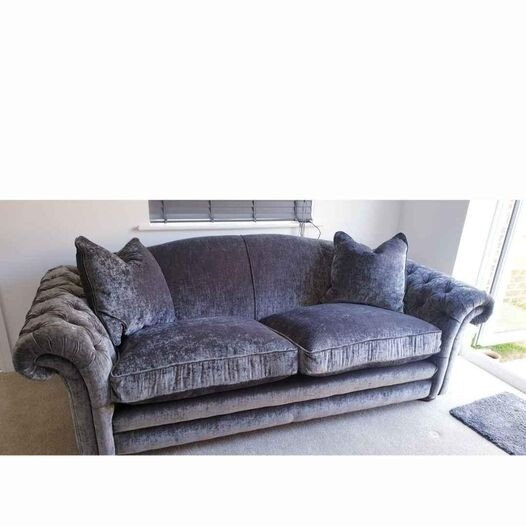 Nearly NEW Grey Silver Crushed Velvet DFS Loche Leven Sofa Mrs Hinch