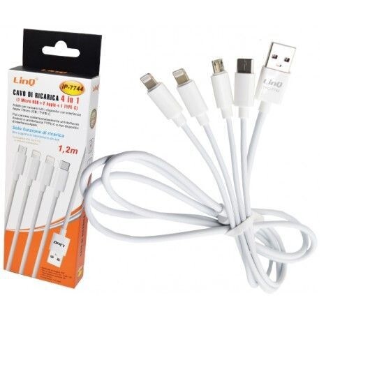 Cavo Usb Di Ricarica 4in1 Microusb Tipo C + 2 Lightning Iphone Linq ip-7744
