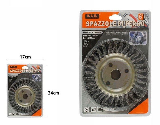 Spazzola Ferro Metallica Metallo Per Ferro A Disco Smerigliatrice 150mm 6" dfh