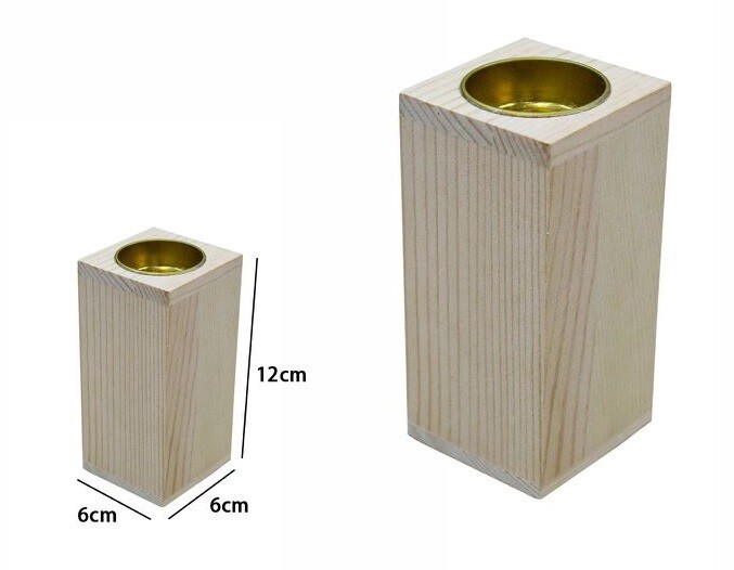 Porta Candela Base Portacandela Lumini In Legno Naturale 12cm dfh