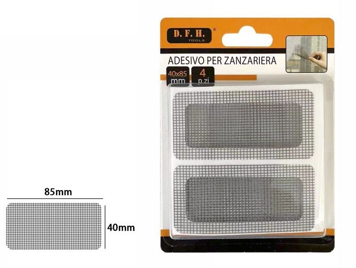 Set 4 Toppe Adesive Per Riparazione Rete Zanzariera 40x85mm dfh
