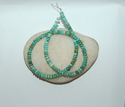 FACETED CLOUD MOUNTAIN TURQUOISE 5.5-6MM RONDELLE BEADS - 15.75'' Strand - 2785E