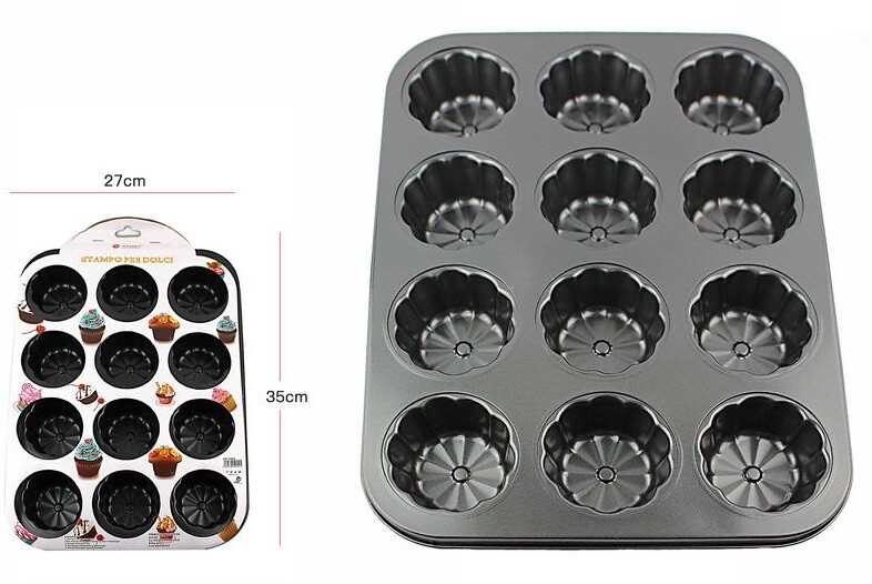Stampo Teglia Vassoio Antiaderente 12 Muffin Cupcake Dolci Budino 59942 dfh