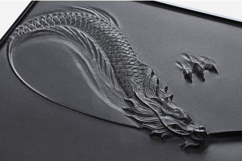  Tea Tray Hand Carved Dragon Engraved Black Stone Water Draining Tray For Teaset