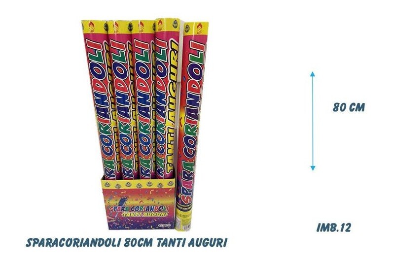 Set 12 Tubi Spara Coriandoli Tanti Auguri Cannone 80cm Feste Party dfh