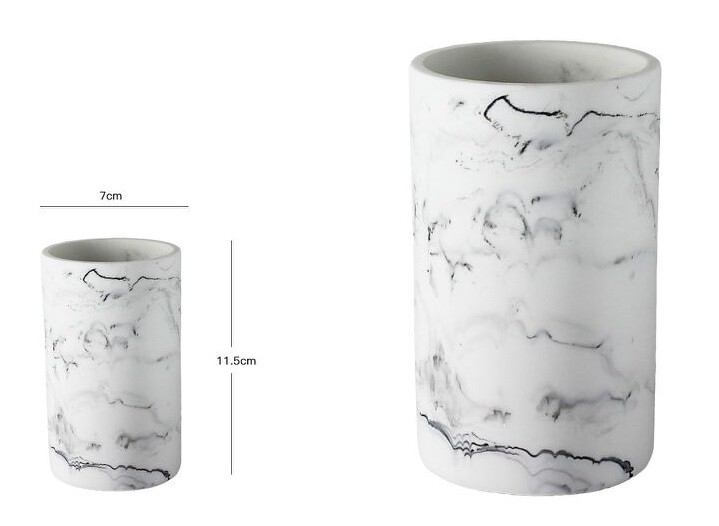 Bicchiere Porta Spazzolini Dentifricio Bagno Ceramica Bianca Ef Marmo 10380 dfh