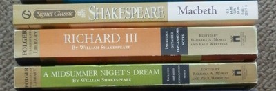 3 Shakespeare book LOT Macbeth Midsummer Nights Dream Richard III Folger Signet