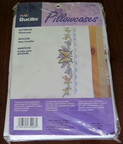 Plaid BUCILLA Pillow Cases Stamped Embroidery/Cross Stitch 6