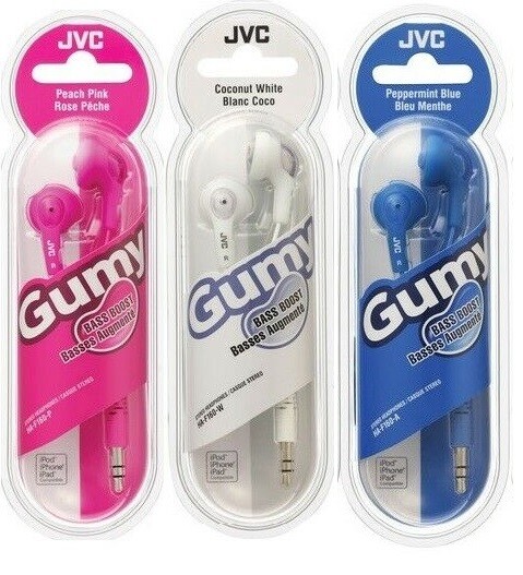 JVC HAF14 GUMY Earbud Headphone Headset Blue White Pink NEW Free Shipping