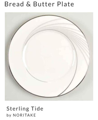 SEVEN Noritake Sterling Tide 7740 Bread and Butter plates vintage white silver