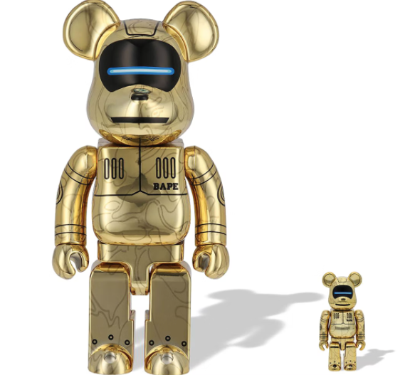 BE@RBRICK SORAYAMA × BABY MILO(R) BAPE x Hajime Sorayama 400% 100% Bearbrick Baby Milo Gold