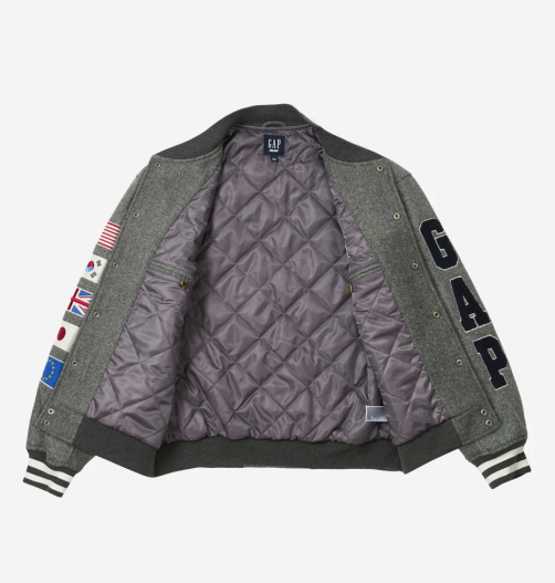 Pre-owned Palace X Gap Varsity Jacket Grey - 24ss In Gray