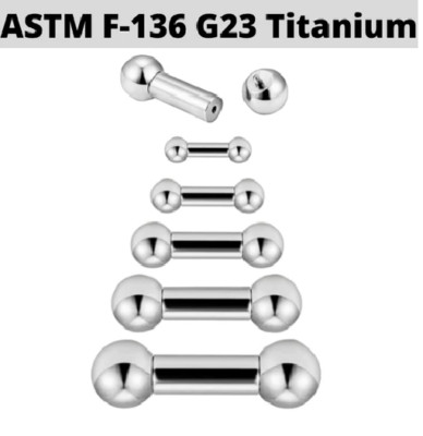 10G 9/16'' 5/8'' 3/4'' G23 IMPLANT GRADE TITANIUM INTERNALLY THREADED BARBELL TONGE