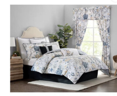 NIP Rose Tree Sidney Floral King Comforter Bedskirt & Shams Set 4pc