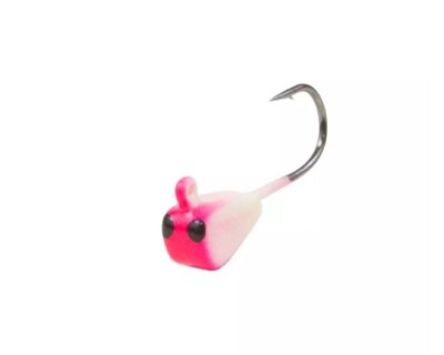 Clam Dave Genz Drop Kick 3/64 oz - White Pink Glow - Tungsten Ice Fishing Jig