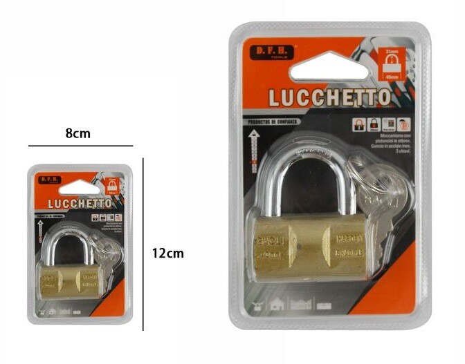 Lucchetto Ad Arco In Acciaio Sicurezza Catenaccio Antifurto 3 Chiavi 40mm dfh