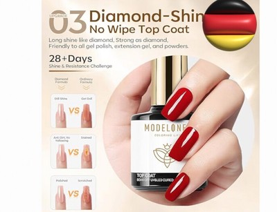 Modelones Top und Base Coat Nail Primer Set, 15ml 3pcs UV LED Gel Nagellack