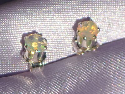 LUSTROUS ROUND PETITE 4MM  OPAL STUDS- .50CTW --STERLING SILVER STUDS.
