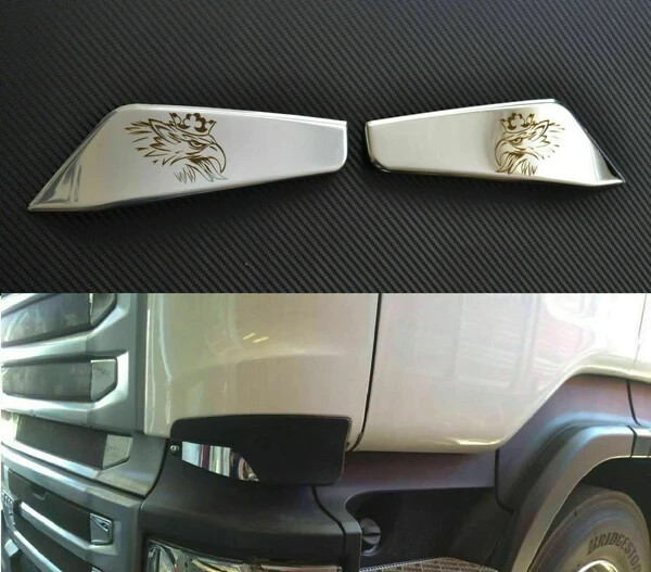 Pour Scania Neuf Streamline Chrome Vent Kit Bordure 2 PiÃ¨Ce (Griffin Logo) Acier