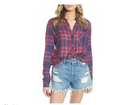 Rails Hunter shirt Rouge Indigo Top  long sleeves Rayon 