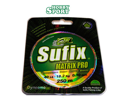 FILO TRECCIATO SUFIX MATRIX PRO VERDE 40 LB 250 MT SUPER BRAID SUFMATP25030GR