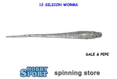 EXPERT BAIT SPINNER SILICON WORM 7 CM COL TRASPARENTE SALE e PEPE  12PZ SPINNING