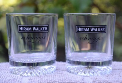 PAIR OF HIRAM WALKER SCHNAPPS SHOTGLASSES