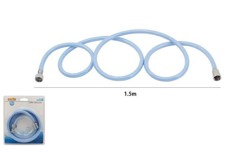 Tubo Laccio Flessibile Doccia 1.5 Metri Laccio Pvc Rivestito Colore Azzurro dfh