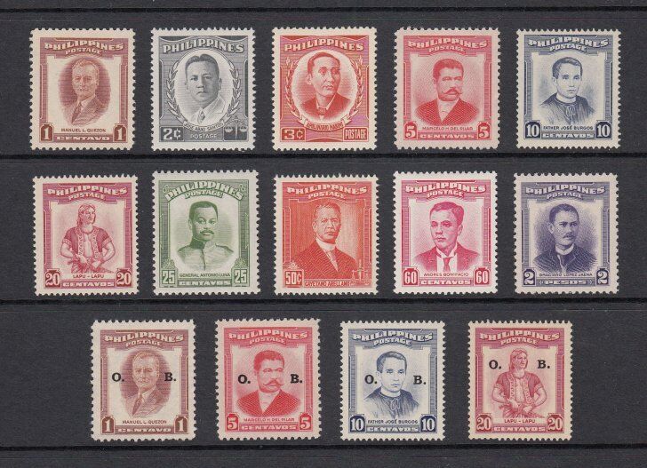 (RP52A) PHILIPPINES - 1952-60 COMPLETE DEFINITIVE STAMPS - NATIONAL HEROES. MUH