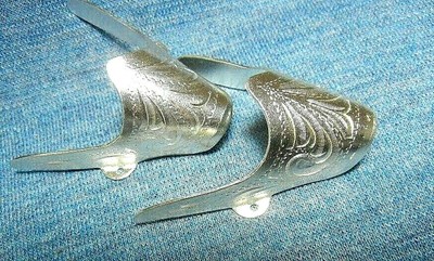 opening 2.25 /" Set Southwestern Antique Pewter Rope Boot Tips