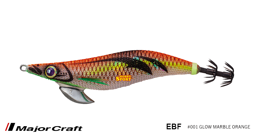 TOTANARA MAJOR CRAFT EBF 3 EGIZO BAIT FEATHER COL 001 GLOW MARBLE ORANGE SEPPIA