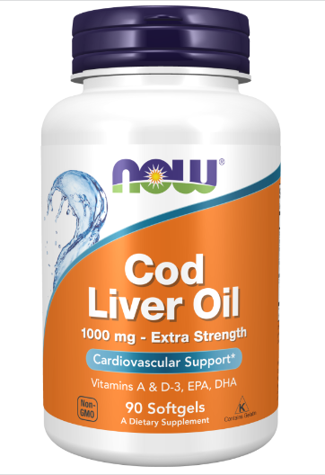 NOW Foods Масло печени трески Extra Strength, 1000 мг, 90 мягких таблеток