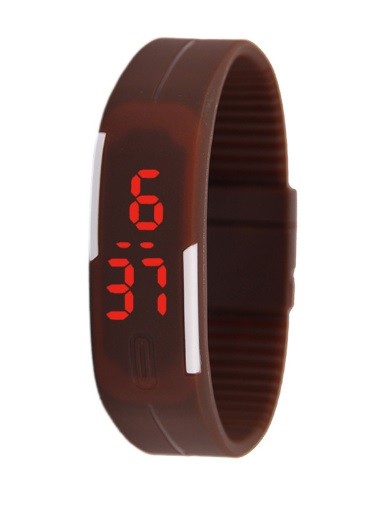 Orologio Bracciale Da Polso Touch Led Digitale Uomo Donna Silicone Marrone lac
