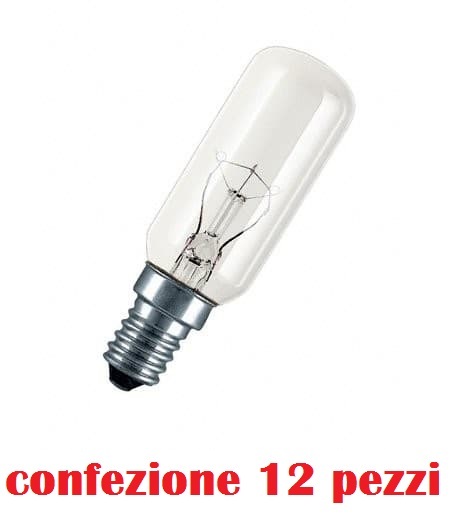 Set 12 pz Lampadina Lampada Tubolare Per Cappa Cucina T25 40W E14 moc
