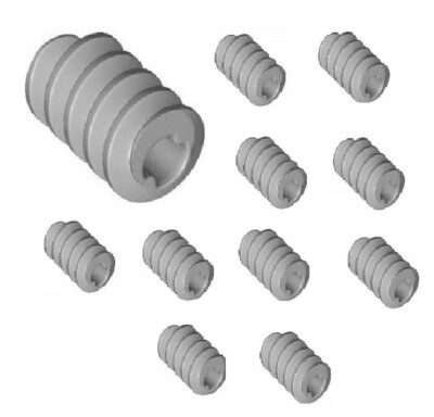  LEGO  10x LIGHT BLUISH GRAY Technic Gear Worm Screw Long Axle Opening Type II