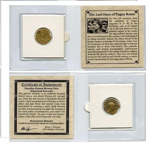 Authentic Certified Roman Empire Bronze Coin (240-324 AD) - Historical Souvenir