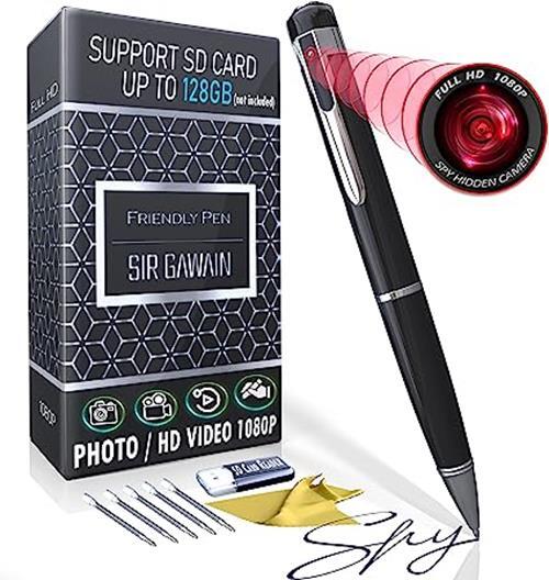 SIRGAWAIN Rechargeable Mini Spy Camera Hidden Camera Pen 1080p HD Wide Angle Vid